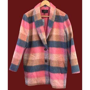 NWT Ann Taylor Petite Checked Boucle Cocoon Coat XLP Colorblock Plaid Wool Blend